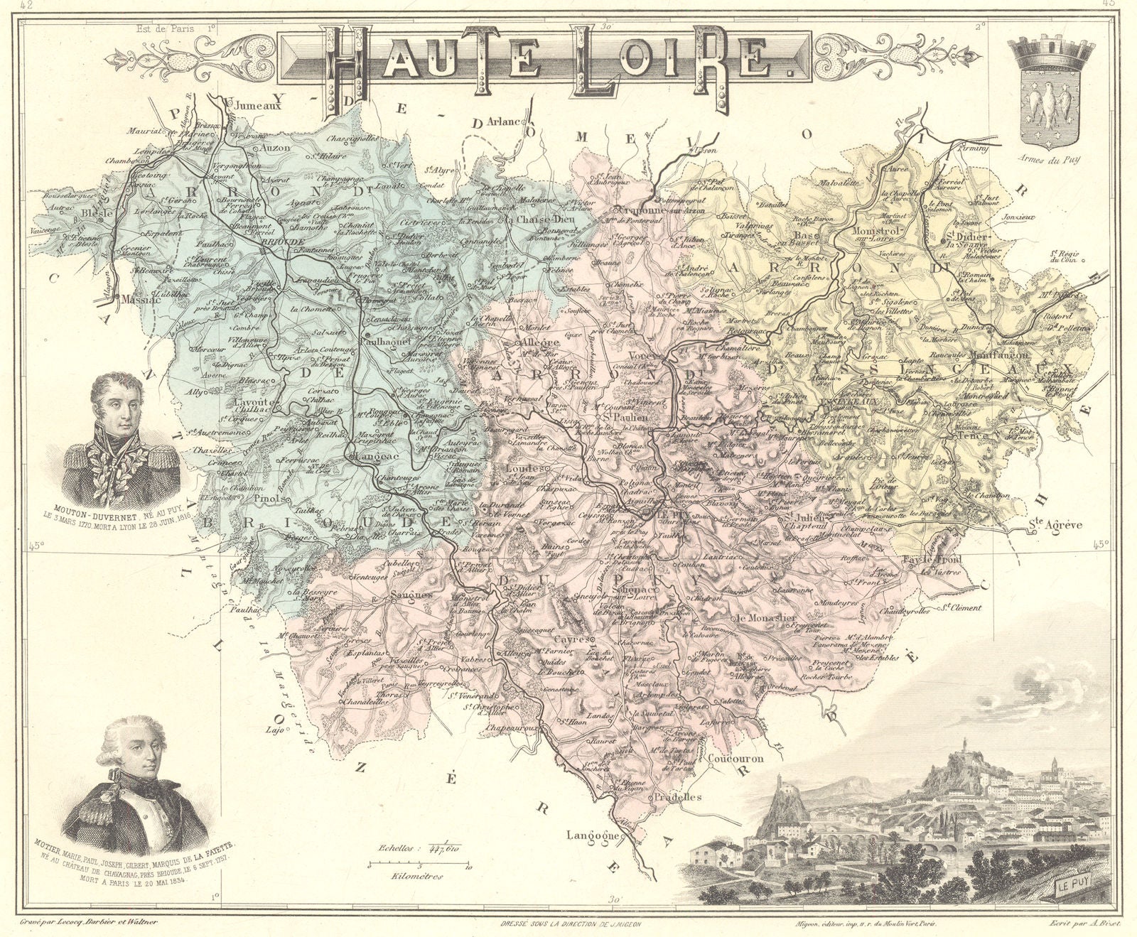 HAUTE-LOIRE.Haute-Loire département.Le Puy-en-Velay.Vuillemin 1903 old map